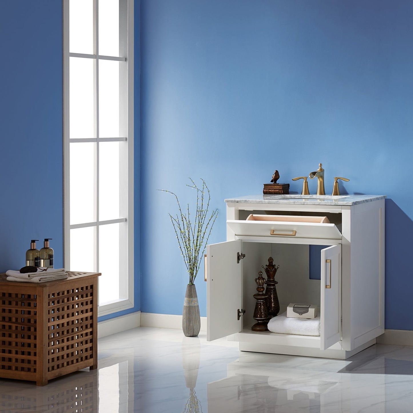 Altair Designs 30" single vanity with top - 531030-WH-CA-NM