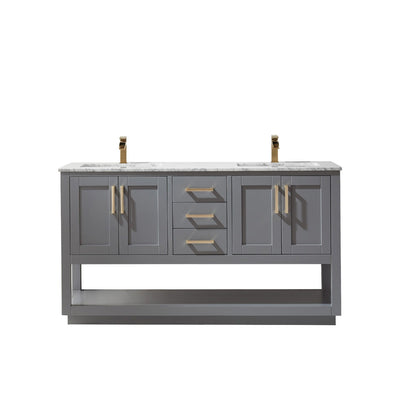 Altair Designs 60" double vanity with top - 532060-WH-CA-NM