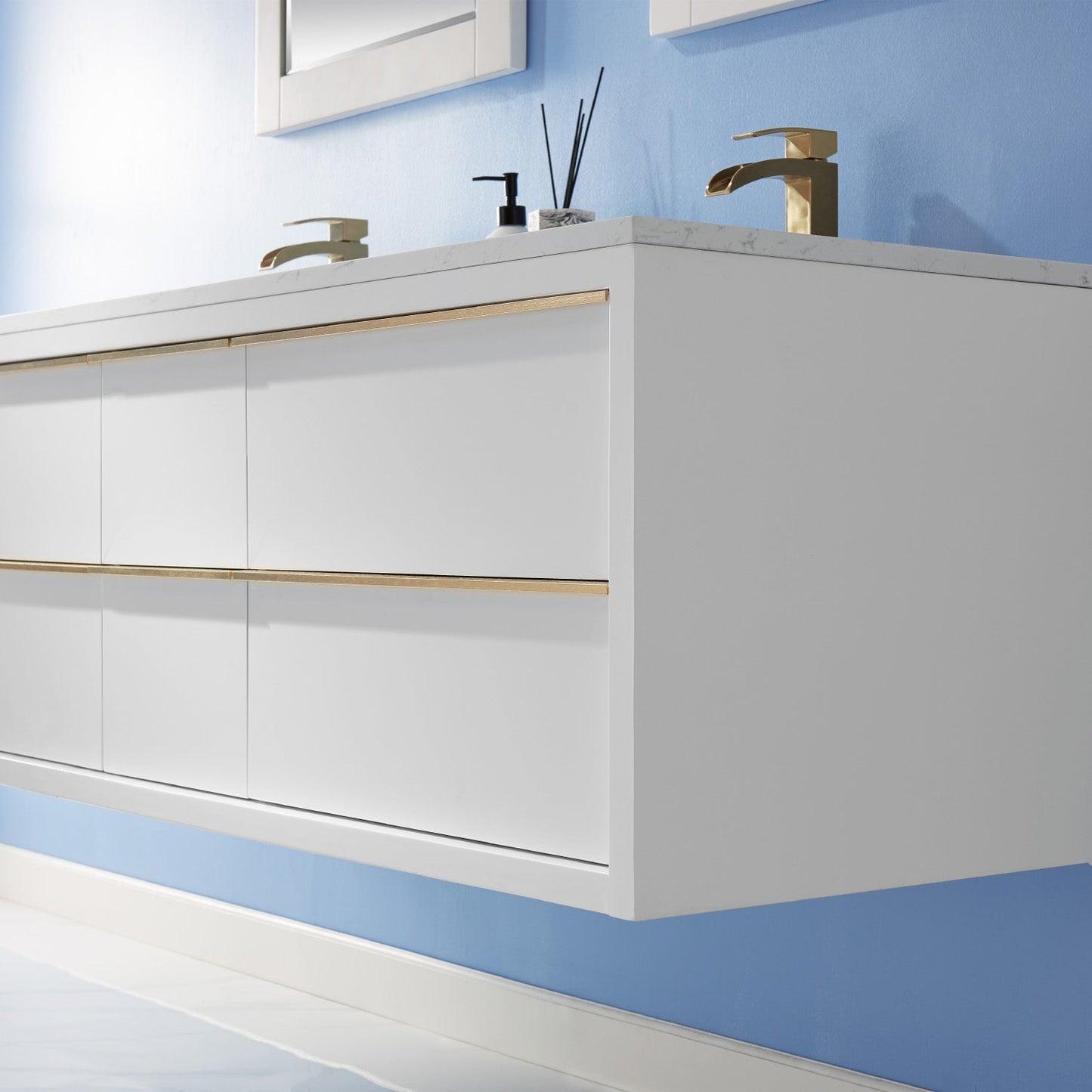 Altair Designs 60" double vanity with top - 534060-WH-AW-NM