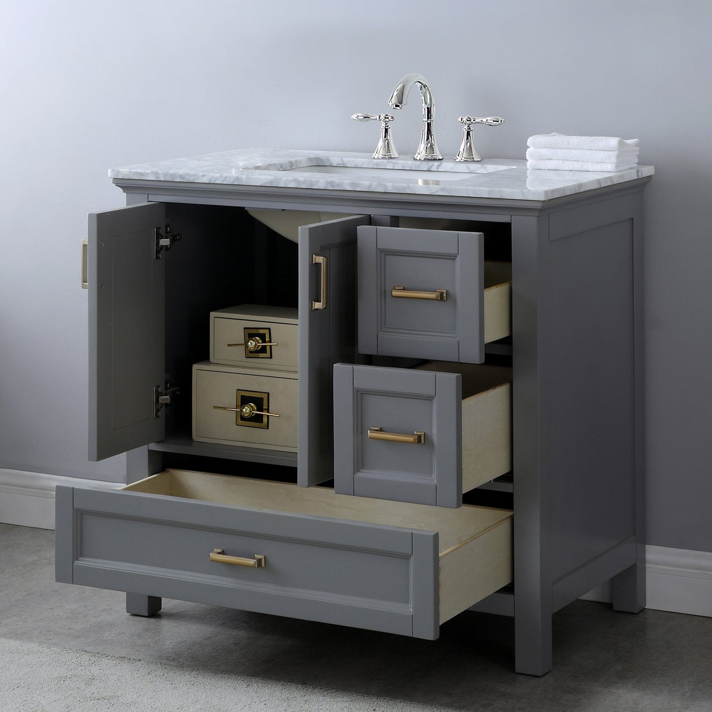 Altair Designs 36" single vanity with top - 538036-WH-CA-NM