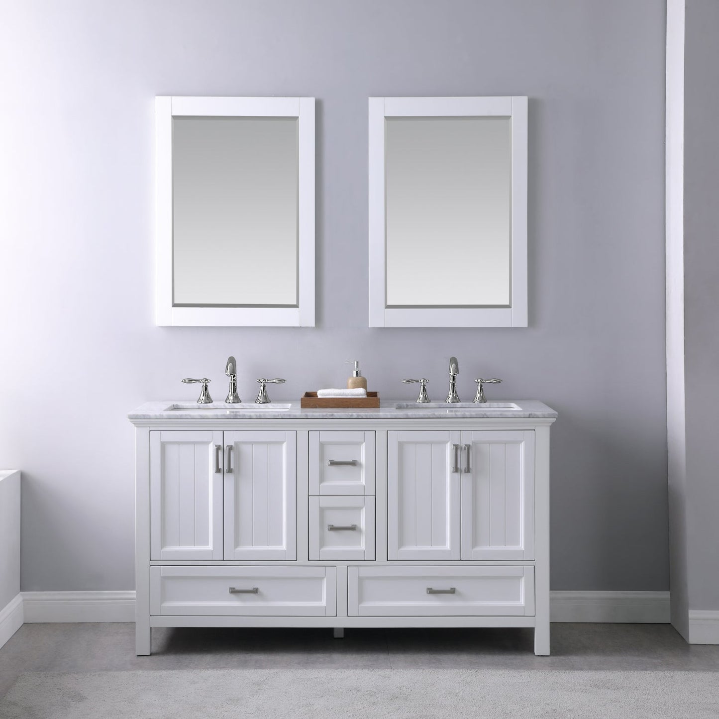 Altair Designs 60" double vanity with top - 538060-WH-CA-NM