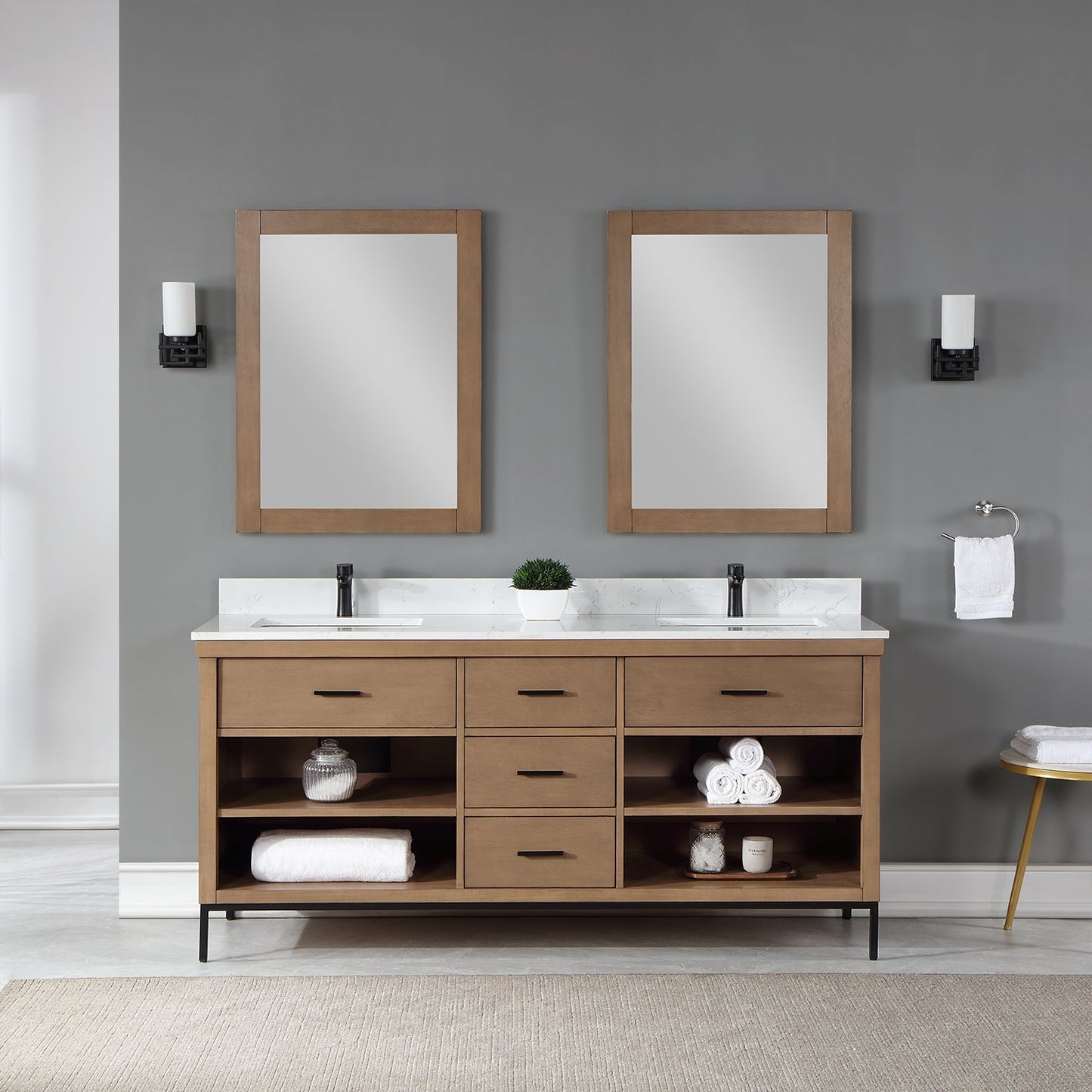 Altair Designs 72" double vanity with top - 545072-WH-AW-NM
