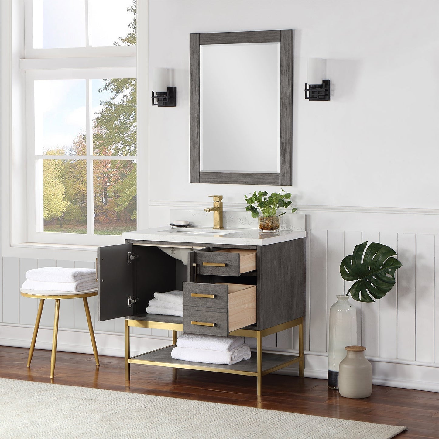 Altair Designs 36" single vanity with top - 546036-WO-GW-NM