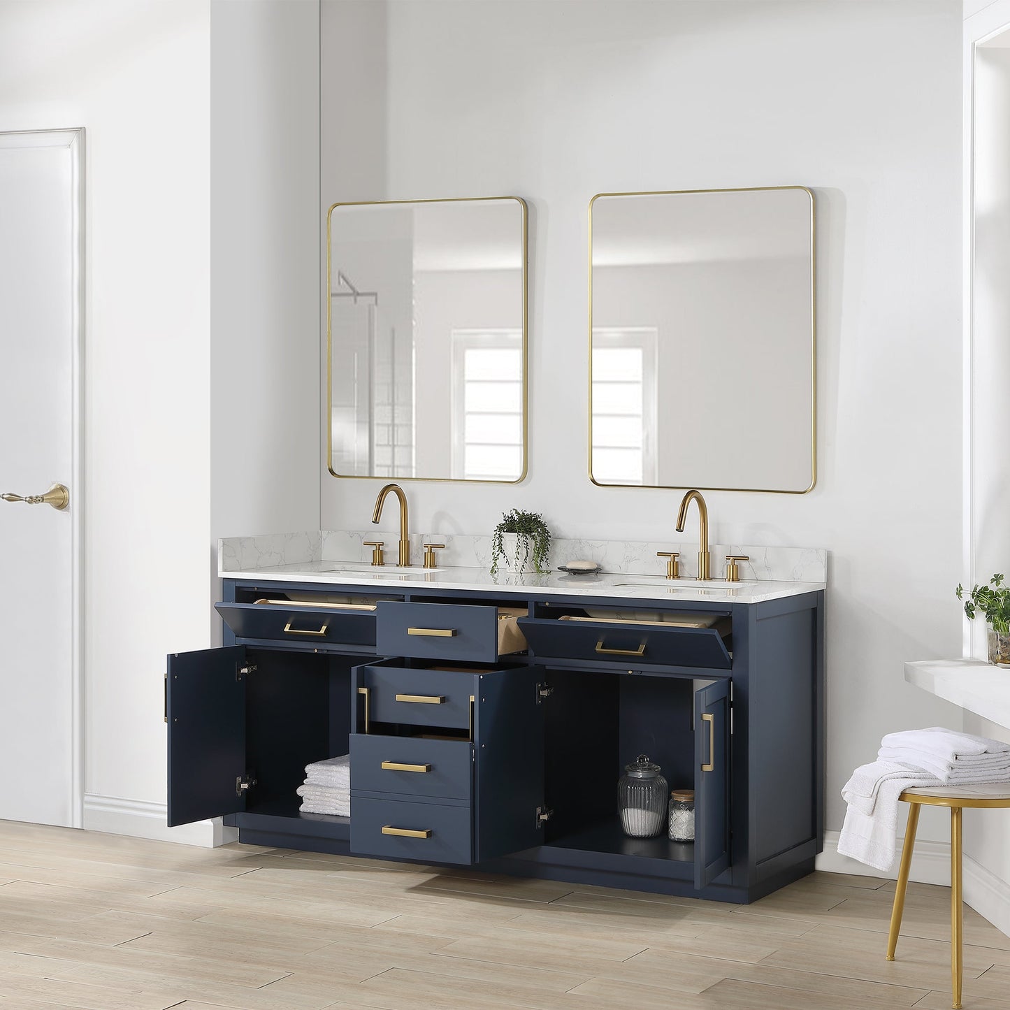 Altair Designs 72" double vanity with top - 557072-WH-GW-NM