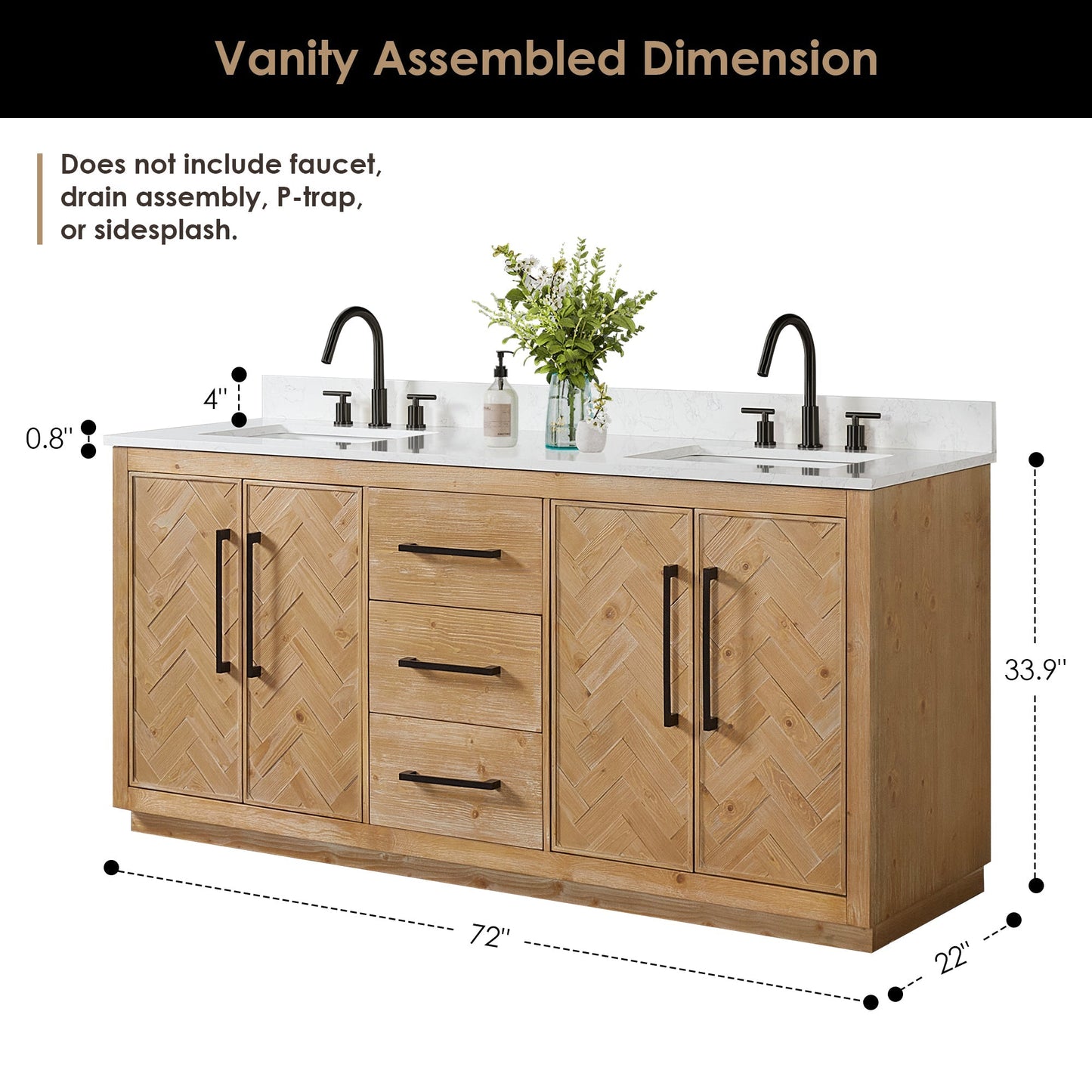 Altair Designs Bellavia 72" double vanity with top - 559072-WF-GW-NM