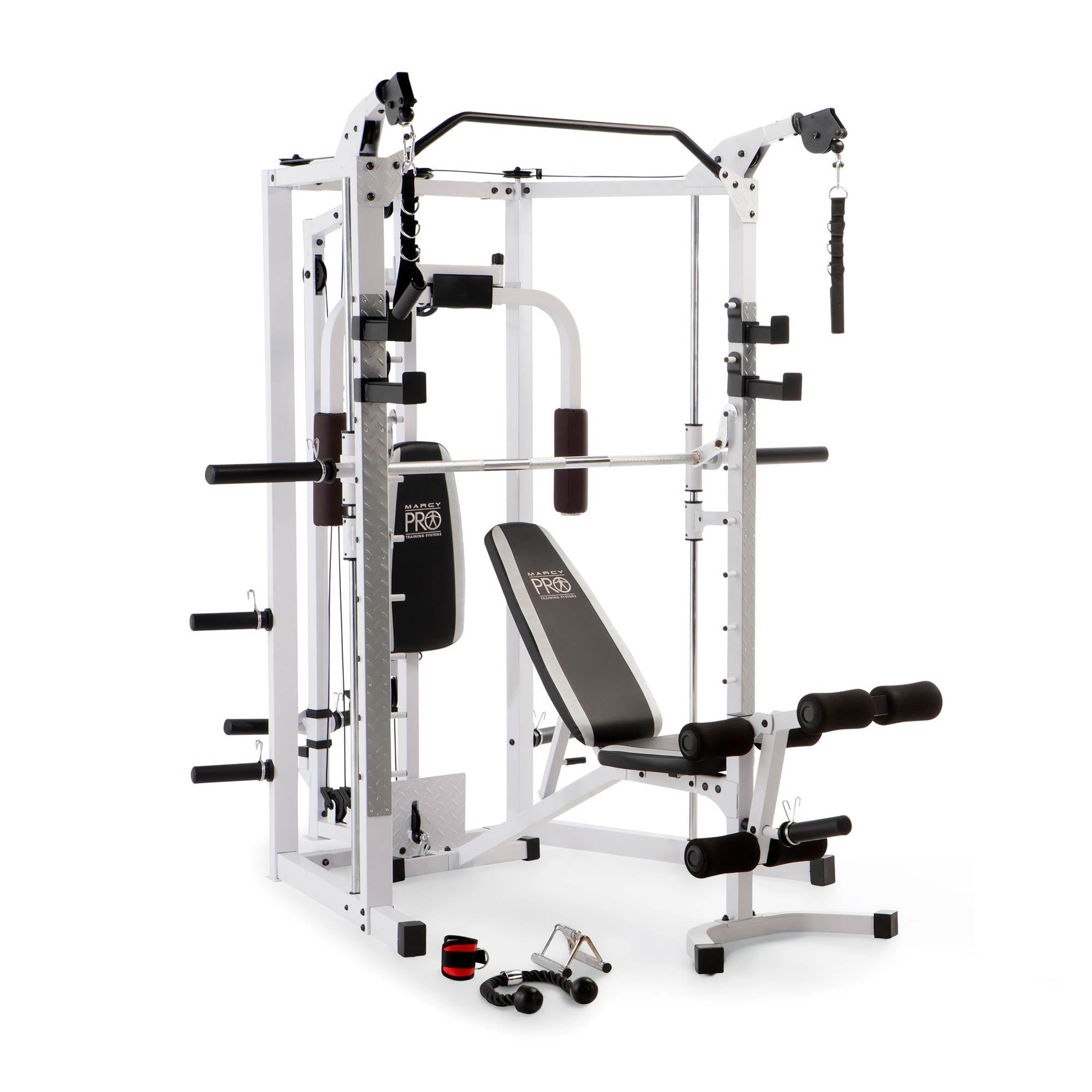 Marcy 5276 Combo Smith Heavy-Duty Total Body Strength Home Gym Machine, White - 84823