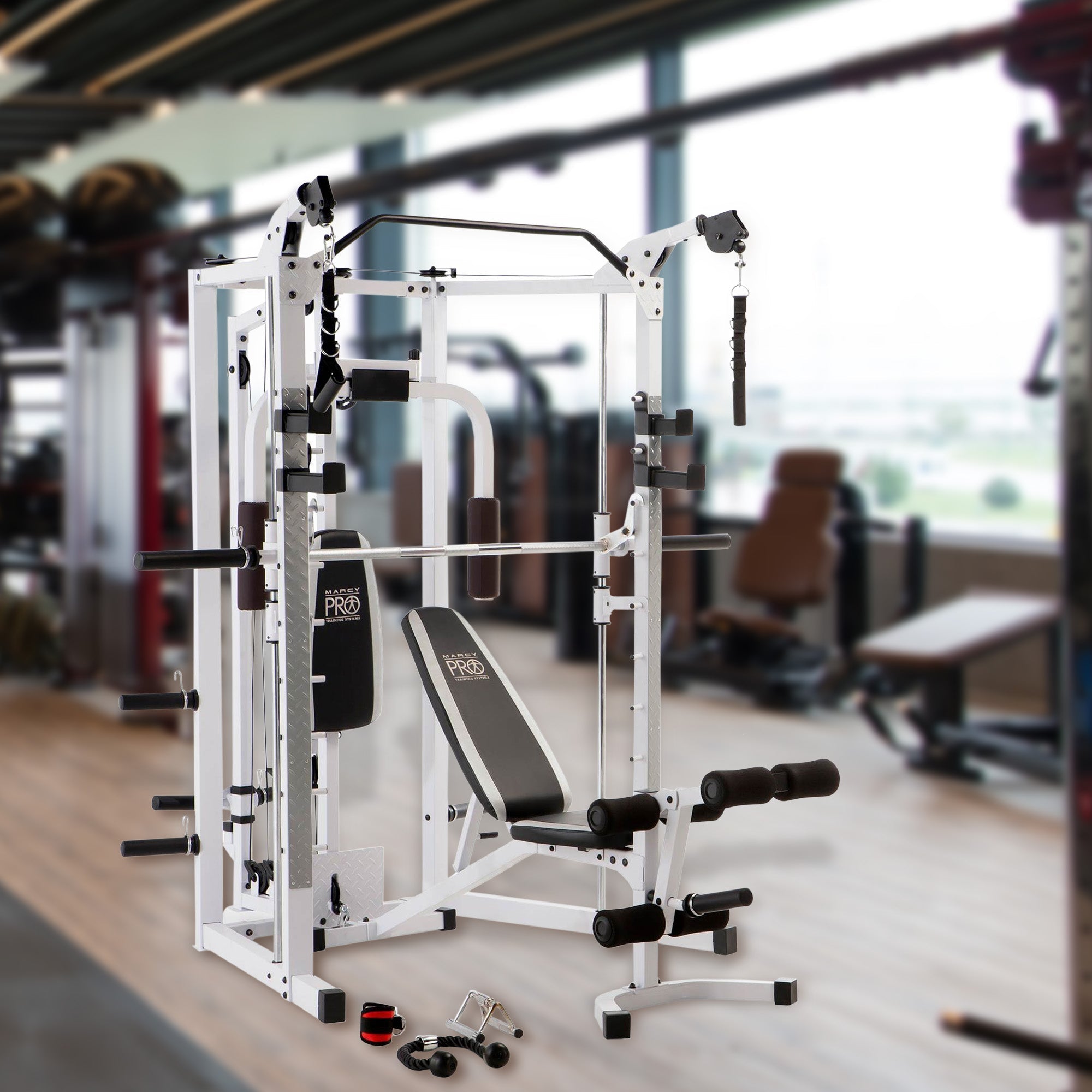 Marcy 5276 Combo Smith Heavy-Duty Total Body Strength Home Gym Machine, White - 84823