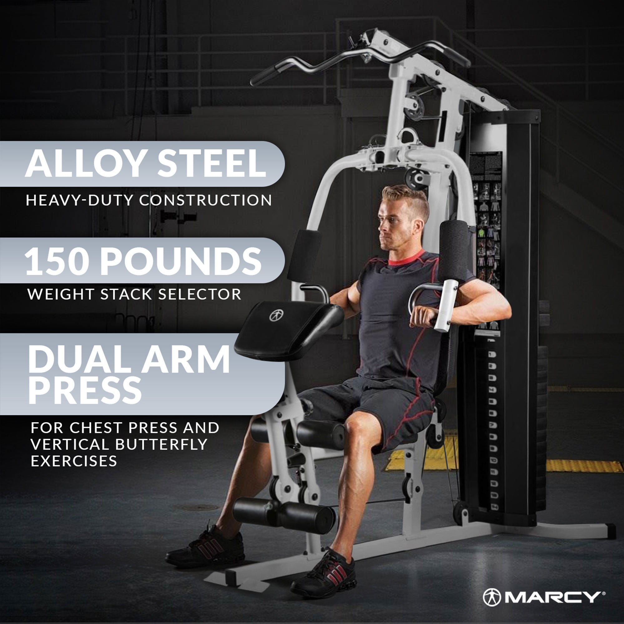 Marcy Dual-Functioning Upper Lower Body Fitness Workout 150-Pound Stack Home Gym - 84824