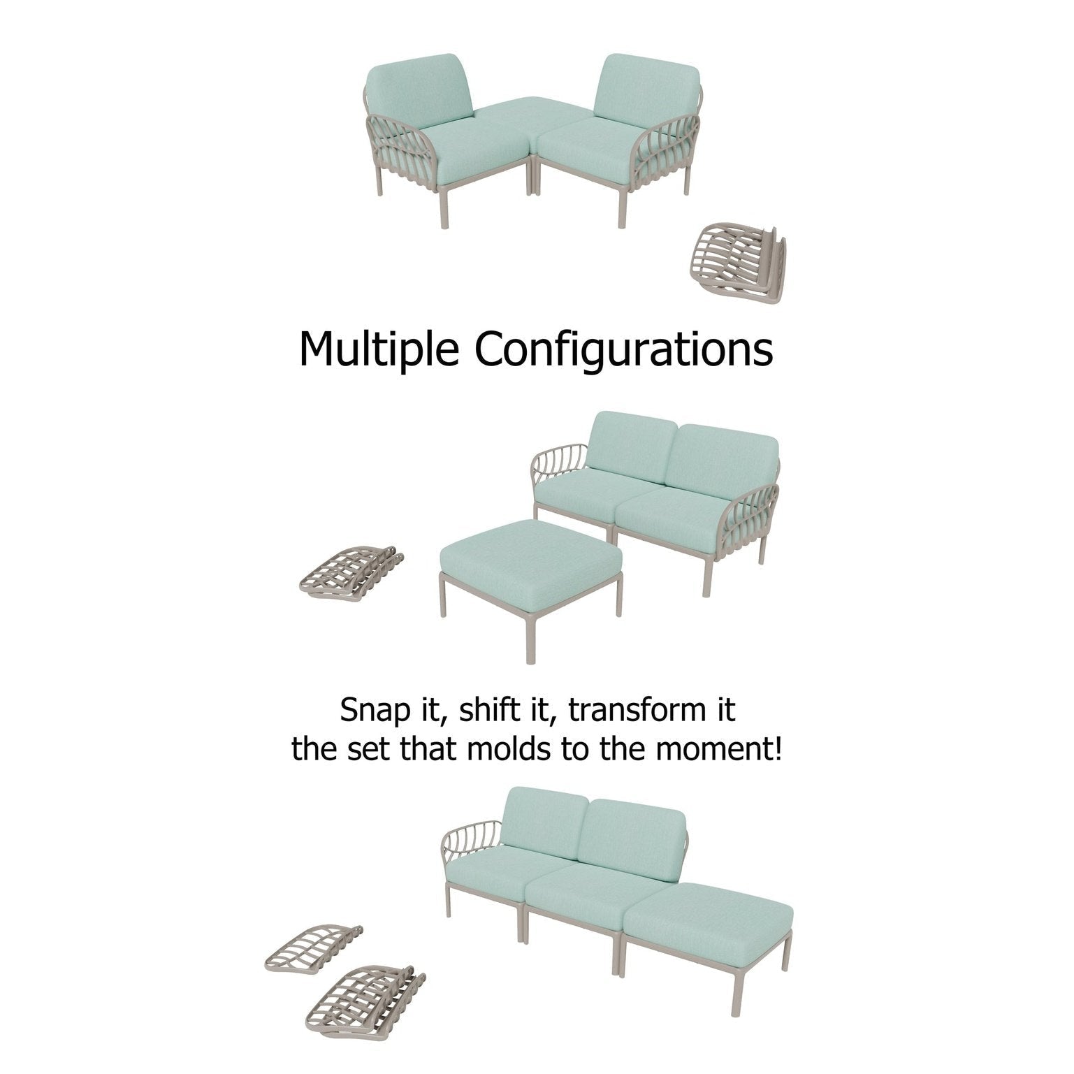 Strata Furniture Dahlia Patio Set Chairs and Ottoman  - ODACCOGM