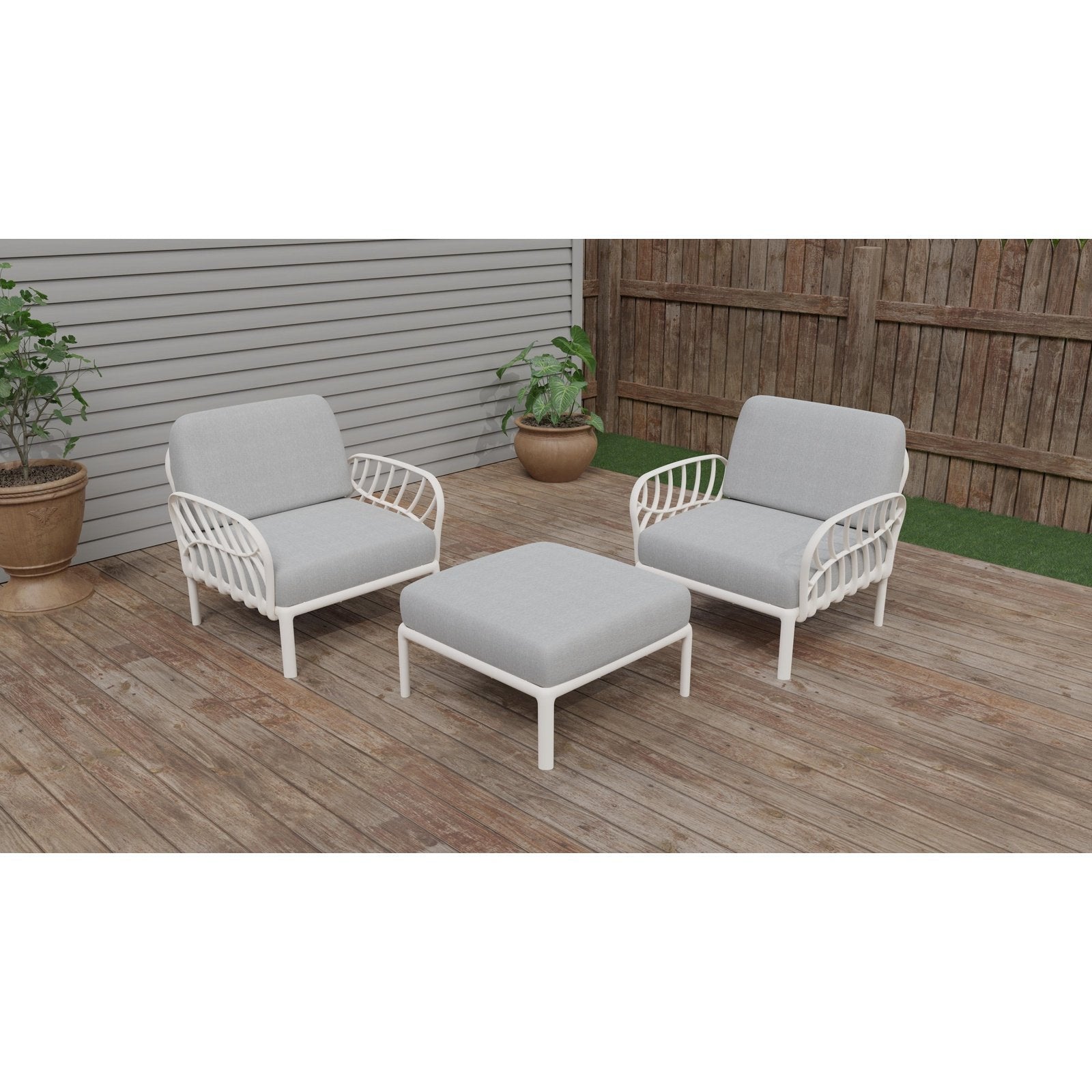 Strata Furniture Dahlia Patio Set Chairs and Ottoman  - ODACCOWG