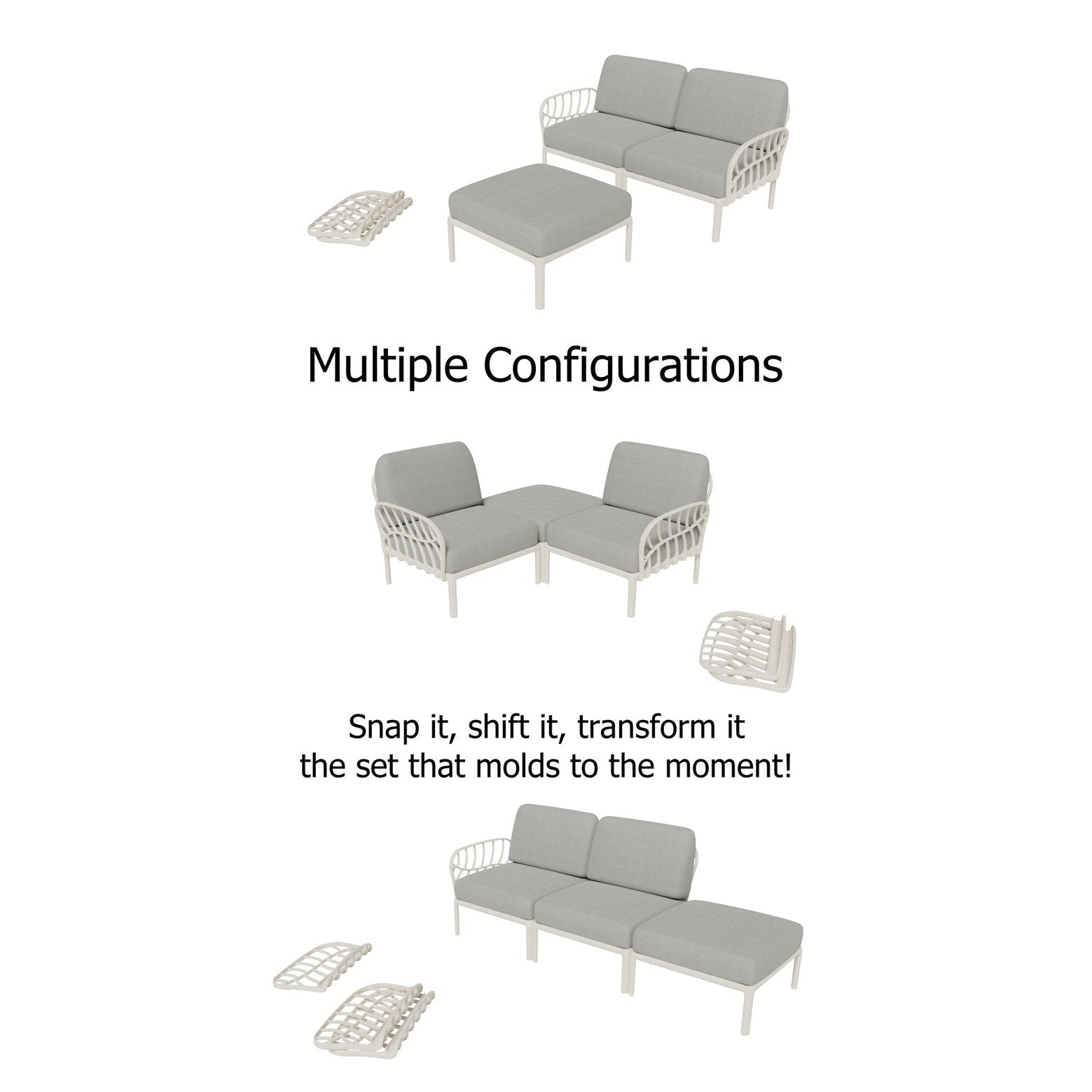Strata Furniture Dahlia Patio Set Chairs and Ottoman  - ODACCOWG