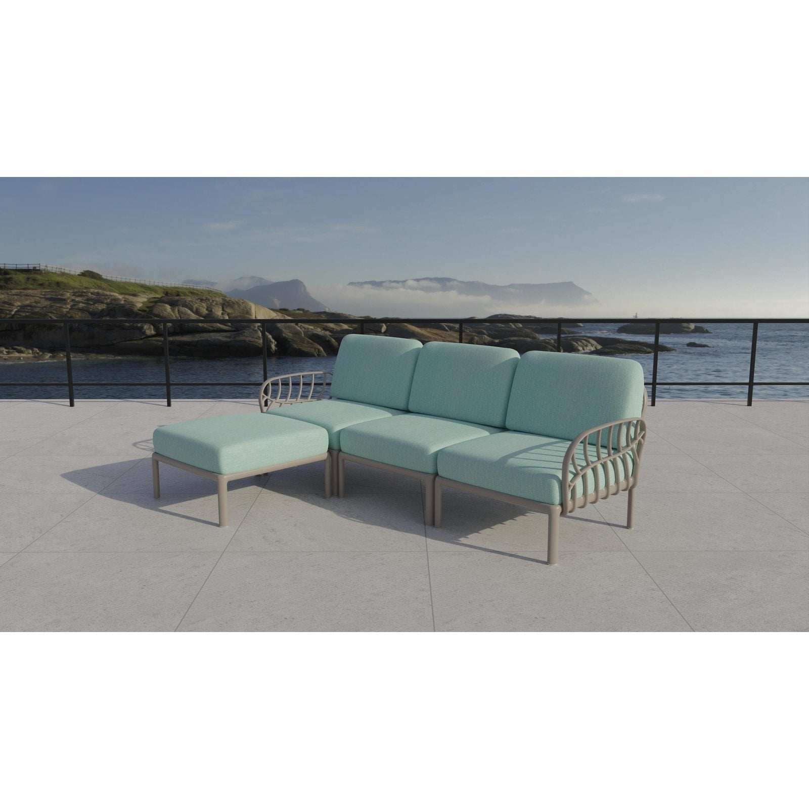 Strata Furniture Dahlia Patio Sofa Ottoman Set  - ODASOGM