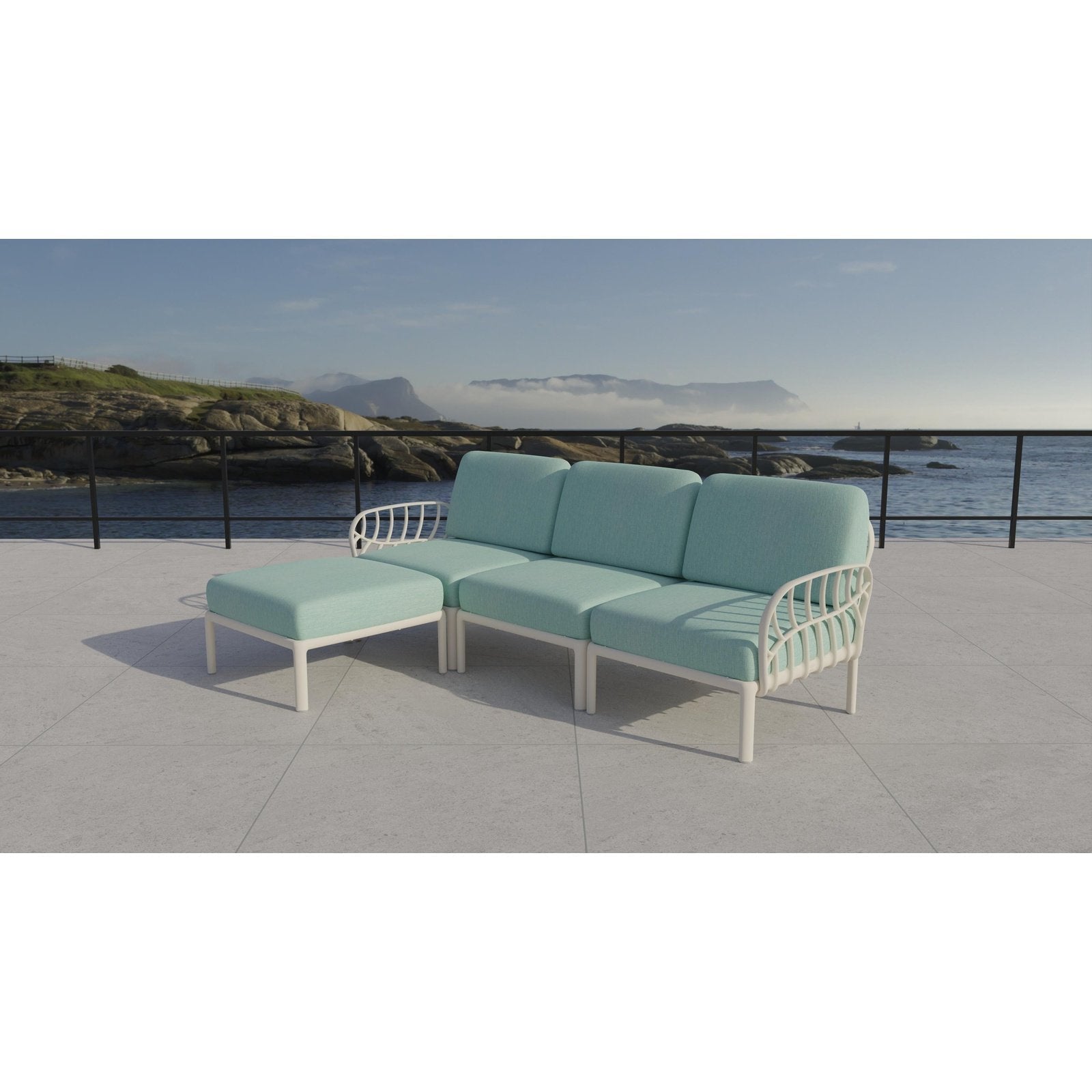 Strata Furniture Dahlia Patio Sofa Ottoman Set  - ODASOWM