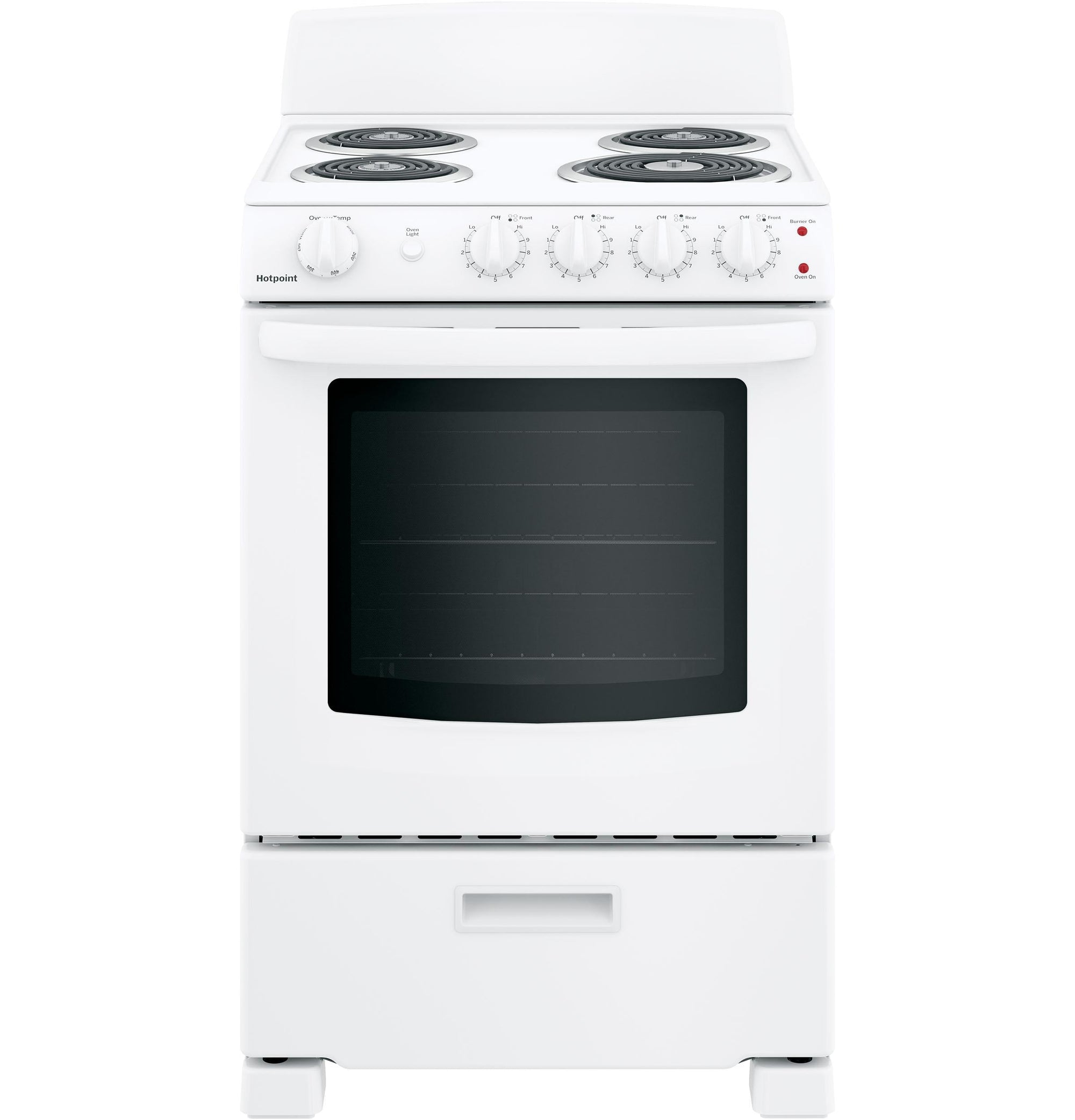 HOTPOINT RAS300DMWW Hotpoint® 24" Free-Standing Front-Control Electric Range White